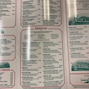 the menu for the restaurant