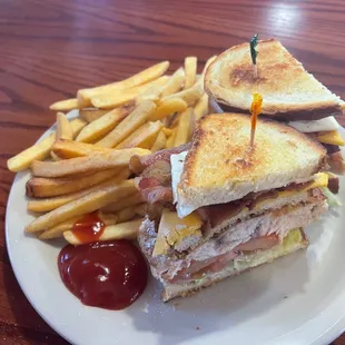 Chicken Club with fries.  Yummy!!