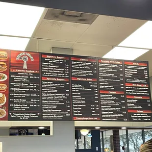 Menu at counter