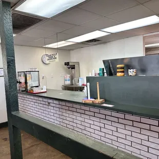 the counter area of a restaurant