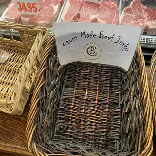 a variety of meat in baskets