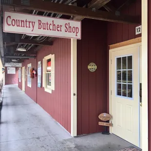 Outside of the butcher shop -- signage