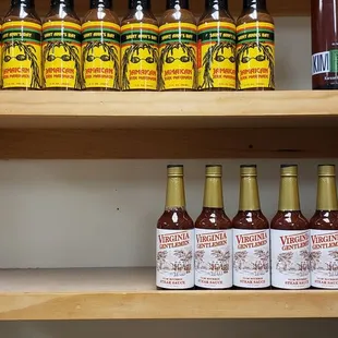 shelves of condiments and condiments