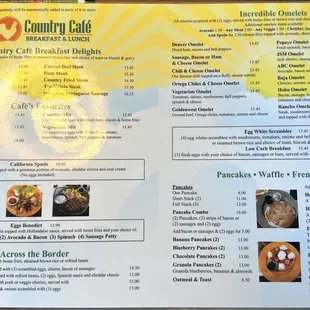 the menu of the restaurant