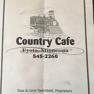 the menu for the restaurant