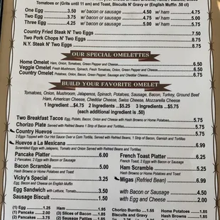 Breakfast menu