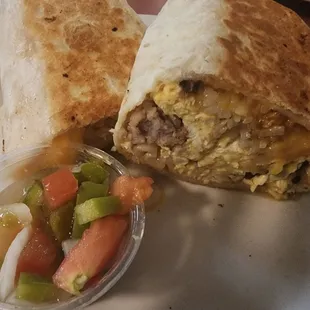 Sausage breakfast burrito.