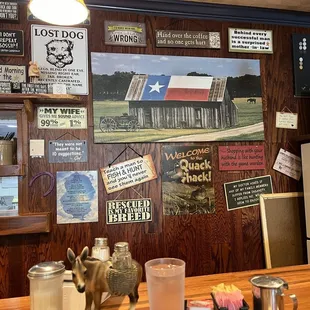 Restaurant wall. Great reading with coffee.