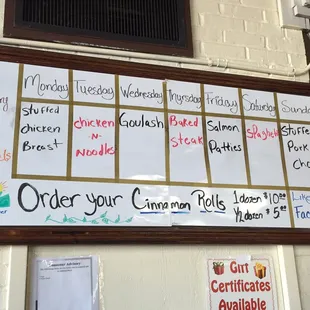 Daily specials