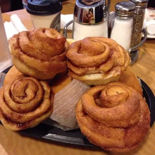 Homemade Cinnamon rolls and dinner rolls with every meal, which are truly delicious.