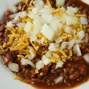 Bowl of chili with all the fixings!!!