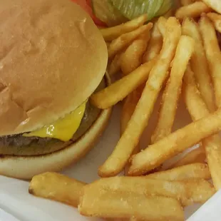 Hand pattied, seasoned, juicy cheeseburger, best around!