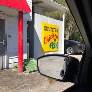 waiting in line. For one of the best spots in town fish and chicken.