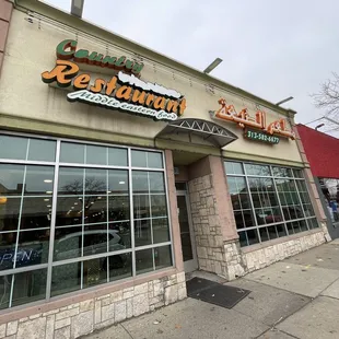 the front of the restaurant