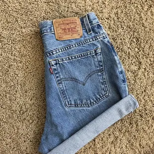 I found several pairs of vintage Levi's in great condition for only $4! Perfect for making high waisted shorts!