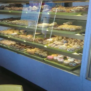 a display of various pastries