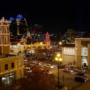 Country Club plaza in all its holiday glory.The outline of the architecture is mind blowing.