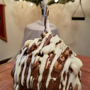 a chocolate covered apple