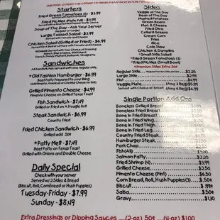 menu