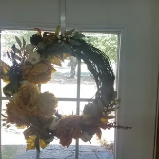 A fall wreath. They have workshops how to make them 3