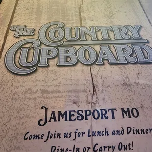 the menu for the country cupboard