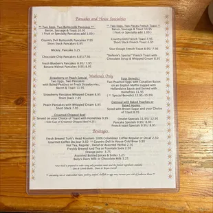 Breakfast Menu page 2