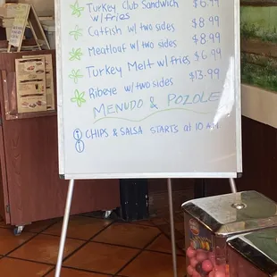 The specials of the day