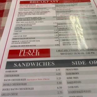a menu for a sandwich lunch