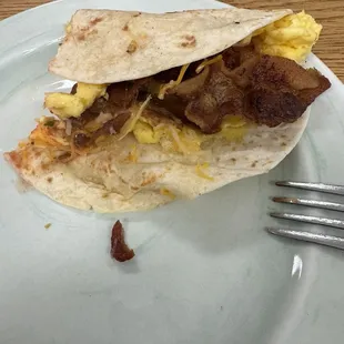 Half eaten Breakfast Taco
