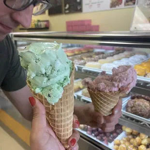 Mint Chip Ice Cream and Strawberry Ice cream