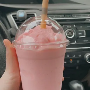 Blended Strawberry Boba Tea