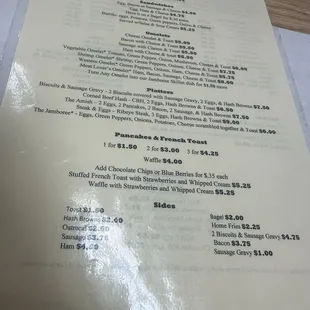 Breakfast menu