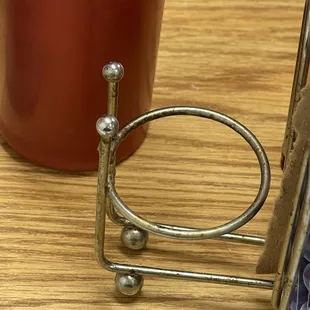 Old filth on the table and salt and pepper shakers