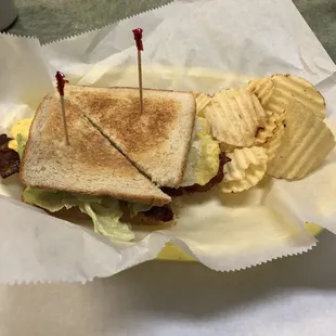 a sandwich and chips