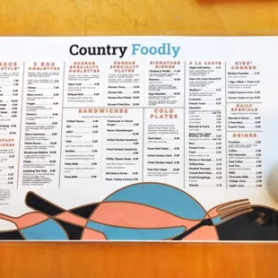 a menu and a cup of coffee