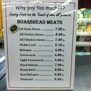 Boar's Head meats better priced than Kroger