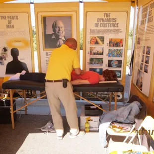 a man working on a table