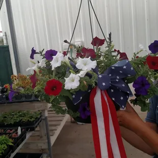 4th of July hanging basket