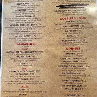 Menu as of October 23