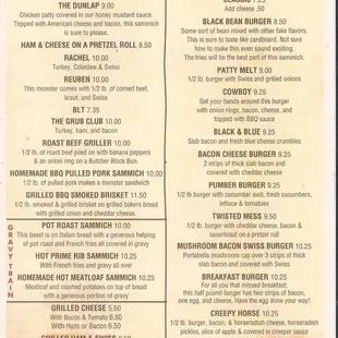 a menu for a restaurant