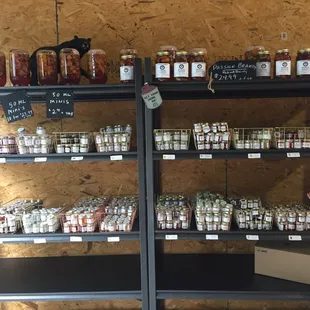 shelves of jars of preserves