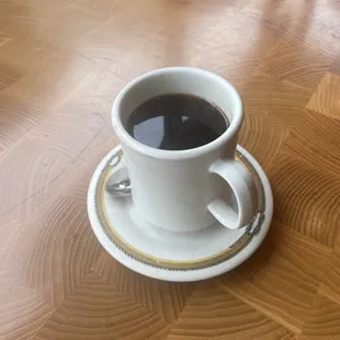 a cup of coffee on a saucer