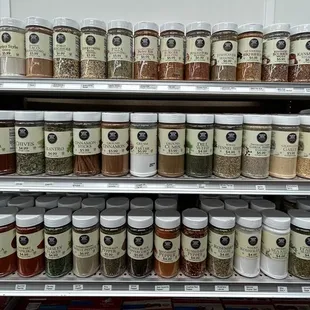 shelves of spices and seasonings