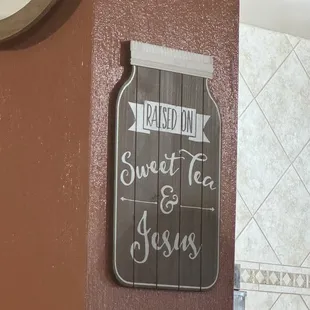 Country signs throughout the restaurant