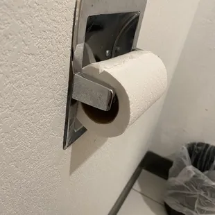 Used roll of toilet tissue