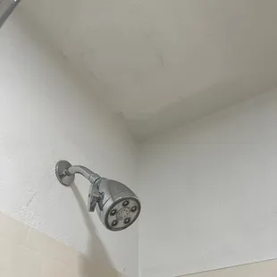 The patchwork in the ceiling in the bathroom.