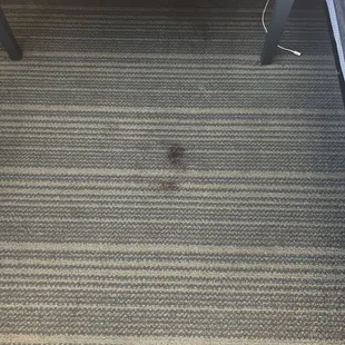 This is the disgusting stain on the carpet that was right next to the bed.