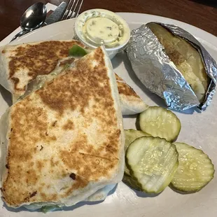 Vegetable Wrap with baked potato for my side
