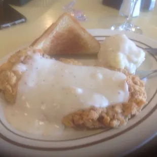 HALF a  chicken fried steak.  Don&apos;t order a whole unless you are really hungry.  Great food.  Great service.