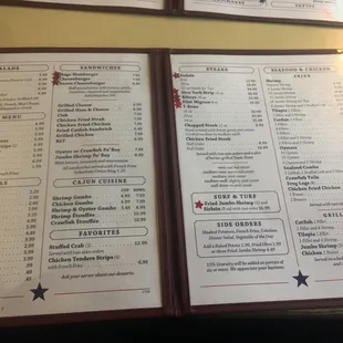 Menu- great prices